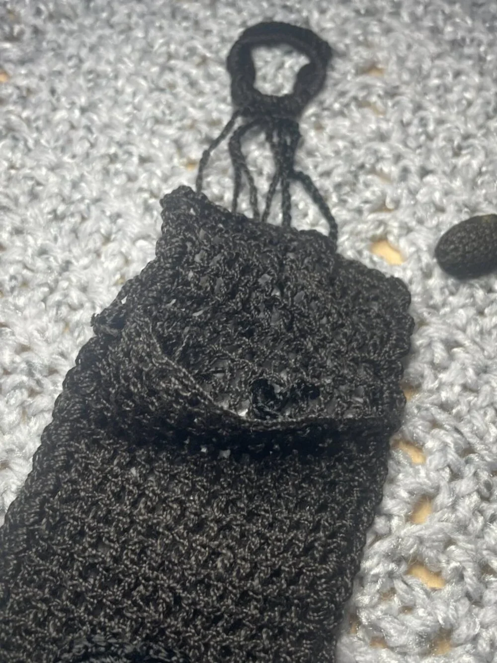 Victorian Black Crochet Lace Mourning Bag / Purse plus | Key chain holder